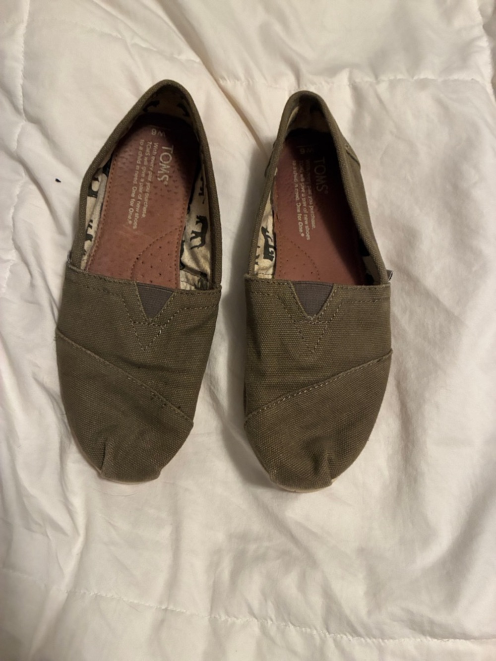 Toms Olive Canvas Slip-On Flats